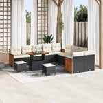 Garden Sofa Set Poly Rattan with Cushion Beige Light Grey 17-Piece Weatherproof Outdoor Lounge Furniture for Garden Balcony Patio Flexible Corner Couch with Aluminium Frame and Cosy Cushions
