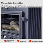 Wood Burning Stove with Heavy-Duty Steel Construction, Heats Up to 900 Sq Ft, FireBrick Lined, Large Viewing Glass & Automatic Air Curtain System