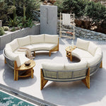 Alora 6-Person Half Moon Beige Patio Sectional Set with Cushions and Table