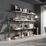 Book Shelf Open Bookcase Living Room Iron Industrial Style Partition Wall Display Rack Study Solid Wood Multi-layer Bookshelf for Living Room, Home Office, Bedroom