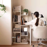Book Shelf Open Bookcase Solid Wood Bookshelf Floor-standing Cream Style White Cactus Storage Rack Home Corner Bookcase Display for Living Room, Home Office, Bedroom(100cm)