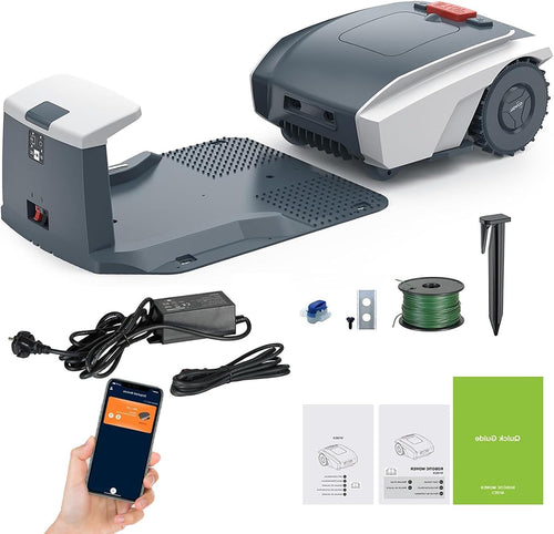 Automatic Robotic Lawn Mower,APP Control Robot Lawnmower,Cuts Up to 1500 sq m,with 30% Slope, Ultra Quiet Mowing,with Rain Sensor,Bluetooth Application Control, Safety Sensors