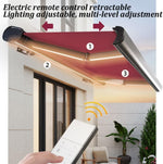 Outdoor Electric Retractable Awning with LED Lights - Deck, Balcony, Door & Window Sunshade, Weather Protection
