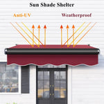 Retractable Patio Awning - Weather-Resistant Electric Sunshade with Remote & Manual Crank, Easy Installation for Window