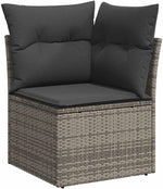 Poly Rattan Garden Sofa Set with Cushion and Storage Space Grey 80 x 80 x 71 cm Weatherproof Outdoor Lounge Furniture for Patio, Balcony and Conservatory, Space Saving and Cosy