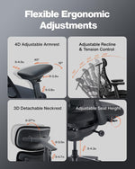 LiberNovo PRO AirFlow Dynamic Ergonomic Office Chair, Desk Chair with Active AirFlow Seat Ventilation, 2 Ventilation Speeds, 5 Recline, Built-in Spine Stretch, for Home Office, Graphite 48cm