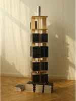 Bookshelf Solid Wood Rotating Bookshelf, 360-degree Living Room Multi-storey Floor-to-ceiling Bookcase, Picture Book Storage Shelf Bookcases