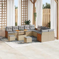 Garden Sofa Set Poly Rattan with Cushion Beige Light Grey 17-Piece Weatherproof Outdoor Lounge Furniture for Garden Balcony Patio Flexible Corner Couch with Aluminium Frame and Cosy Cushions
