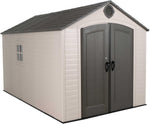 Lifetime 60282 Heavy Duty Garden Storage Shed, 7 x 12 ft (213 x 366 cm), High-Density Polyethylene (HDPE), Steel-Reinforced Apex Roof, Tan