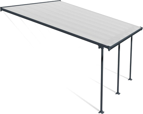 Canopia by Palram Feria Aluminium Patio Canopy 4 x 4.2 Polycarbonate Twin-Wall Panels Pergola 425 x 385 cm Grey for Roofing Your Patio