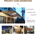 Retractable Electric Patio Awning with Remote Control & LED Light, Aluminum Sun Shade for Backyard Garden Balcony Deck