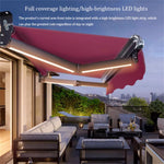 Outdoor Retractable Electric Patio Awning with LED Lights, 3x1.5m Sun Shade Canopy for Garden Balcony Door & Backyard Relaxation