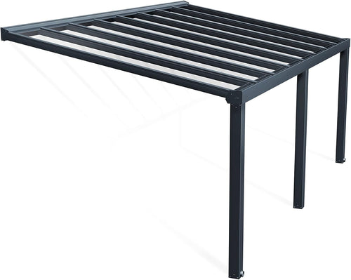 Canopia by Palram Stockholm Aluminium Patio Canopy 3.4 x 5.9 Polycarbonate Hollow Panels Pergola 588 x 341 cm Grey for Roofing Your Patio
