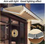 Waterproof Motorized Retractable Patio Awning with LED Lights, Commercial Grade Sunshade Shelter, 2x1.5M Gray Deck Canopy for Windows, Doors & Balconies
