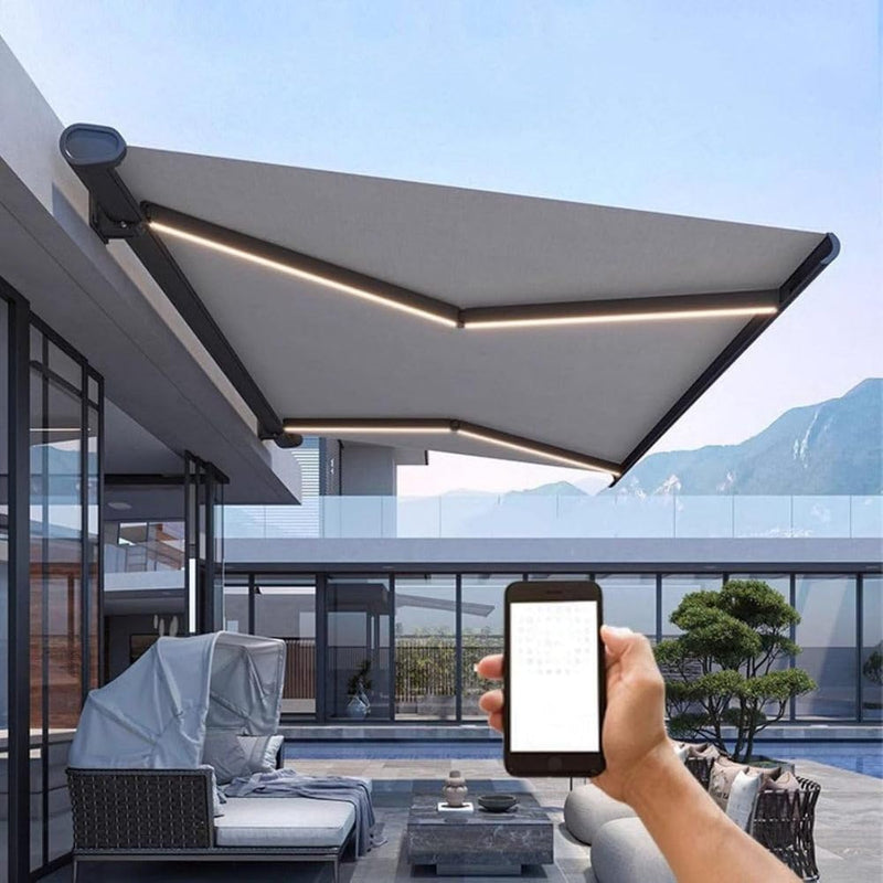Electric Retractable Patio Awning 3x1.5M – Automatic Sunshade Canopy, Rainproof & Windproof Shelter for Home, Yard, Balcony, Porch, Garden Outdoor Shade Solution
