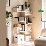 Book Shelf Open Bookcase Solid Wood Bookshelf Floor-standing Cream Style White Cactus Storage Rack Home Corner Bookcase Display for Living Room, Home Office, Bedroom(100cm)