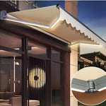 Patio Electric Retractable Awning with LED Lights, 3x2.5M Waterproof Sun Shade Canopy with Remote Control, Outdoor Shelter for Deck Balcony Yard