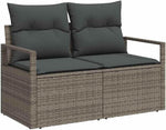 Poly Rattan Garden Sofa Set with Cushion and Storage Space Grey 80 x 80 x 71 cm Weatherproof Outdoor Lounge Furniture for Patio, Balcony and Conservatory, Space Saving and Cosy