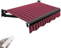 Patio Retractable Awning Outdoor Electric with Remote Control Manual Crank Handle Sunshade Shelter for Patio Door and Window Stripes 3x2.5m