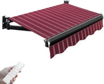 Electric Patio Retractable Awning Remote Control & Manual Crank Door Window Sunshade 3x2.5m Striped Design