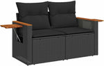 Garden Sofa Set with Cushions, 11 Pieces, Black Poly Rattan, Weatherproof Lounge Furniture for Garden, Patio and Balcony, Modular, Includes Padding, Wooden Frame, Comfortable and Durable