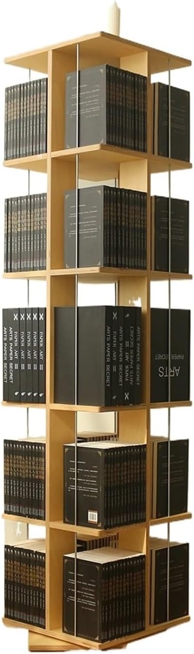 Bookshelf Solid Wood Rotating Bookshelf, 360-degree Living Room Multi-storey Floor-to-ceiling Bookcase, Picture Book Storage Shelf Bookcases