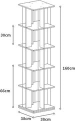 Bookcase Solid Wood Rotating Bookshelf, 360-degree Living Room Multi-storey Floor-to-ceiling Bookcase, Picture Book Storage Shelf