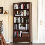 Book Shelf Open Bookcase Solid Wood Bookcase Modern Nordic Oak Bookshelf Storage Shelf Simple Walnut for Living Room, Home Office, Bedroom(A1)