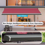 Patio Electric Retractable Awning w/LED Light, Sunshade Shelter with Manual Crank Handle & Remote Control, Outdoor Canopy for Deck Balcony Yard, 78.7x59in