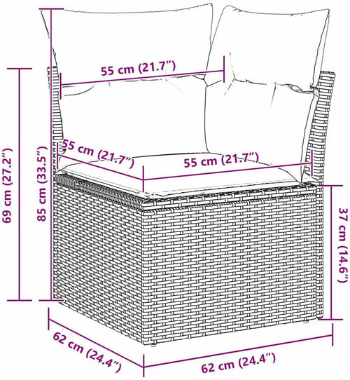 Garden Sofa Set with Cushions, 11 Pieces, Poly Rattan Black Cream, Weatherproof Lounge Furniture for Garden, Balcony, Patio, Modular with Wooden Table, Comfortable and Durable
