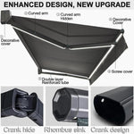 Retractable Electric Patio Awning with LED Lights & Remote Control, Aluminum Frame for Backyard, Garden, Balcony