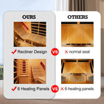 Far Infrared Wooden Sauna with Recliner, Personal Indoor Home Spa, Traditional Saunas Room with 7 Color Lights, 10 Minutes Warm-up Heater Tube & Carbon Panels, Oxygen Bar (2300W/220V, Hemlock)