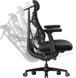 LiberNovo PRO AirFlow Dynamic Ergonomic Office Chair, Desk Chair with Active AirFlow Seat Ventilation, 2 Ventilation Speeds, 5 Recline, Built-in Spine Stretch, for Home Office, Graphite 48cm