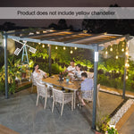 Top Outdoor Pergola with lights, solar sunshade grape trellis, Aluminum garden pergola with retractable roof, Rain and UV protection, Grape Trellis Pergola for Patio Backyard and Deck,A