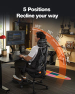 LiberNovo PRO AirFlow Dynamic Ergonomic Office Chair with Footrest, Desk Chair with Active AirFlow Seat Ventilation, 2 Ventilation Speeds, 5 Recline, Built-in Spine Stretch, for Office, Graphite 48cm