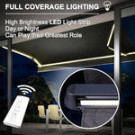 Outdoor Retractable Electric Patio Awning with Remote Control & LED Lights - Aluminum Cover for Backyard Garden Balcony Sun Shade Solution