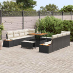 Garden Sofa Set Black Poly Rattan with Cushions 11 Pieces Weatherproof Lounge Furniture for Garden Balcony Patio with Storage Space and Sturdy Construction, Lightweight, Space-Saving, Cosy