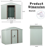 SKYXIU Outdoor Storage Shed Waterproof,Metal Garden Shed for Bike,Trash Can, Machine,Galvanized Steel Outdoor Storage Cabinet,Outdoor Metal Shed for Backyard, Patio(8ft x 4ft)