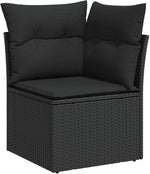 Garden Sofa Set Black Poly Rattan with Cushions 10 Pieces for Garden Balcony Patio Weatherproof Lounge Furniture with Storage Space Comfortable Upholstery Modular Ideal for Outdoor and