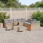 Garden Sofa Set Poly Rattan with Cushion Beige Light Grey 17-Piece Weatherproof Outdoor Lounge Furniture for Garden Balcony Patio Flexible Corner Couch with Aluminium Frame and Cosy Cushions