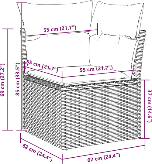Garden Sofa Set with Cushions, 11 Pieces, Black Poly Rattan, Weatherproof Lounge Furniture for Garden, Patio and Balcony, Modular, Includes Padding, Wooden Frame, Comfortable and Durable