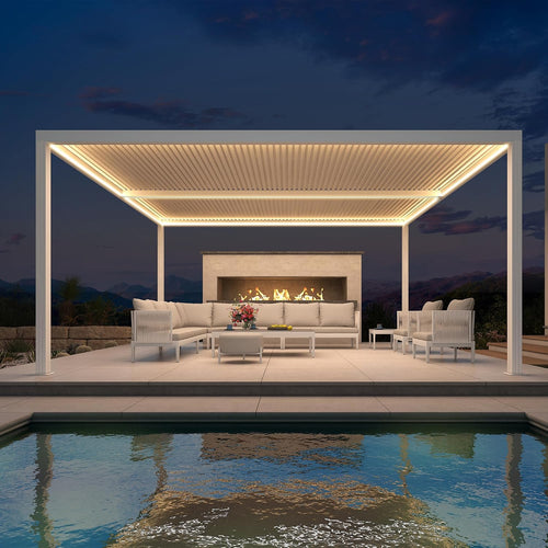 Aluminum Pergola with Adjustable Louvered Roof - Weather Resistant Garden Canopy for Patio & Terrace, 4.24x3.68m, Stylish Shade Solution