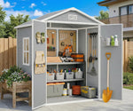 Outdoor Resin Storage Shed 6x4.4 FT, Gizoon Upgraded Waterproof Outside Sheds Storage with Floor Window Lockable Door Included, Plastic Sheds for Backyard Garden Patio Lawn Tools, Grey