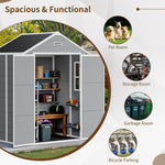 NicBex 6×5 Resin Outdoor Storage Shed with Floor & Window– All-Weather Lockable Small Tool Shed, Outdoor PP Plastic Garden Sheds & Outdoor Storage for Garden, Patio & Backyard – Light Gray