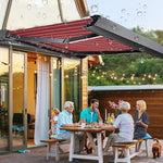 Electric Retractable Patio Awning with Remote Control, Automatic Outdoor Awnings with LED Lights, Waterproof Sunshade Shelter for Deck Door Window, 8.2X4.9ft