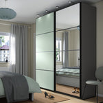 ProTuning PAX/MEHAMN/AULI Wardrobe with sliding doors, dark grey double sided/light green mirror glass, 200x66x236 cm