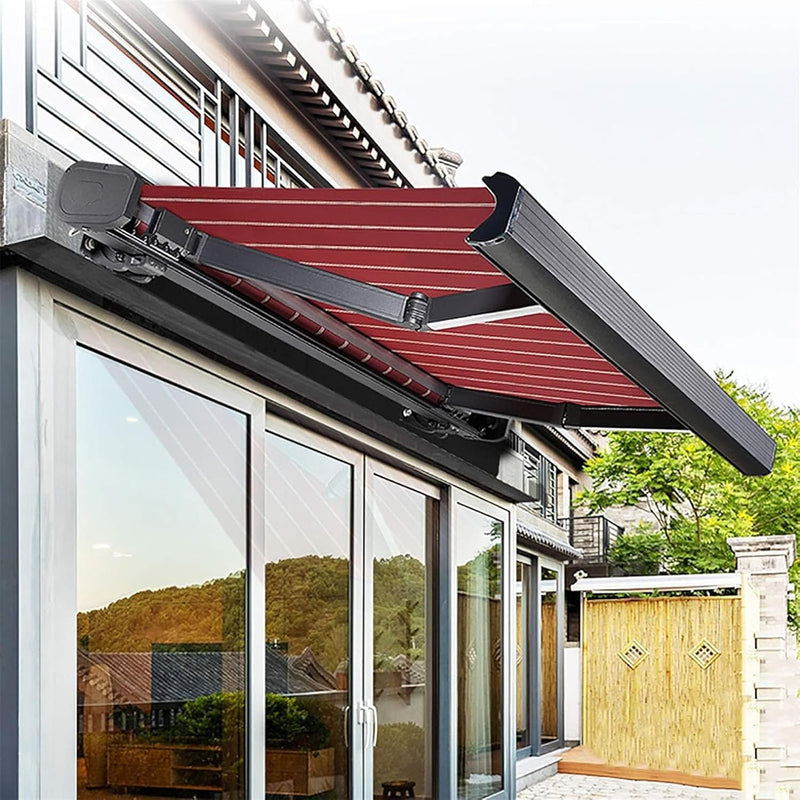 Automatic Retractable Patio Awning with Remote Control, Electric Aluminum Outdoor Canopy Shade for Garden, Balcony Deck