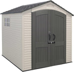 Lifetime 60282 Heavy Duty Garden Storage Shed, 7 x 12 ft (213 x 366 cm), High-Density Polyethylene (HDPE), Steel-Reinforced Apex Roof, Tan