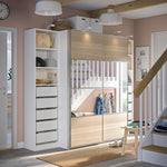 ProTuning PAX/MEHAMN/AULI Wardrobe with sliding doors, white double sided/white stained oak effect mirror glass, 250x66x201 cm