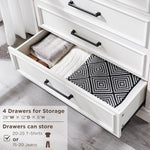 ACCOHOHO 6 Drawer Dresser, Farmhouse Chest of Drawers for Bedroom, 44" Tall Dresser with Large Metal Handles, Wood Drawer Organizer for Living Room, Hallway, Closet - White